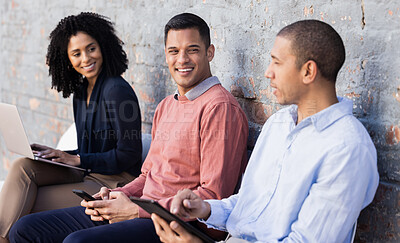 Buy stock photo Diversity, recruitment or startup people for business meeting, digital agency job interview or hiring team. Teamwork, collaboration or employee friends for cyber security, tech or SEO digital work