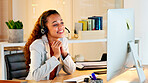 Human resources manager on a video call, waving and smiling at a colleague while meeting to discuss work. Conducting an interview with a potential candidate during the hiring and recruitment process