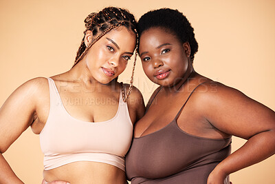 Plus size woman posing for body acceptance Stock Photo by