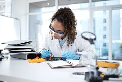 Buy stock photo Computer hardware, repair and black woman electrician working on electronic cpu, circuit and chip. Technology maintenance, programming and female technician fix coding, motherboard and processor