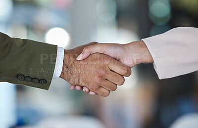 Buy stock photo Handshake, partnership with business people and team, agreement with deal or onboarding, networking and hr. Hiring, job interview and collaboration, thank you and teamwork with shaking hands and b2b