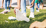 Plastic bag, recycle and community volunteer project with young people cleaning garbage and trash. Happy, recycling and charity work for a sustainability, eco friendly and ecology service outdoor