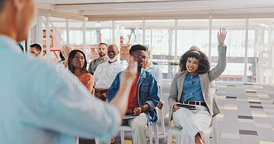 Business people, mentor and applause for presentation, coaching or corporate training in workshop seminar. Group of creative employee designers clapping for speaker, meeting or startup at the office