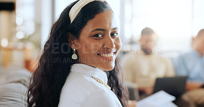 Black woman, student and portrait in a learning, studying and education group with a smile. Happy woman, study and young face with university and college students with happiness about development