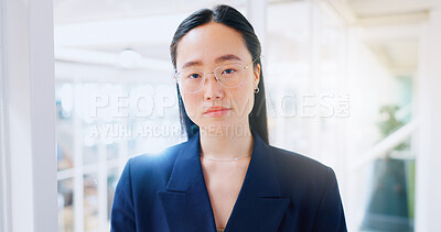 Management, leadership and face of business woman in office for marketing, innovation or vision. Professional, executive and future with portrait of asian woman in startup for mindset, career or goal