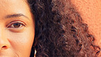 Happy, portrait and face of black woman laughing and excited after natural hair care treatment on curly afro. Beauty, wellness and skincare by African American female feeling beautiful and confident