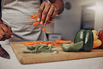 Man hands, vegetables and cooking in kitchen for healthy nutrition, food diet and organic salad meal. Young male, chef hand and green vitamins lifestyle or cook dinner on kitchen counter in home