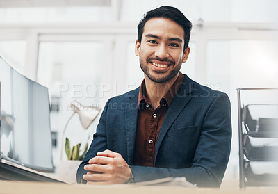 Buy stock photo Office portrait, business administration or happy man, loan admin or finance accountant for financial accounting. Corporate bookkeeping, company manager and male consultant working in Bangladesh bank