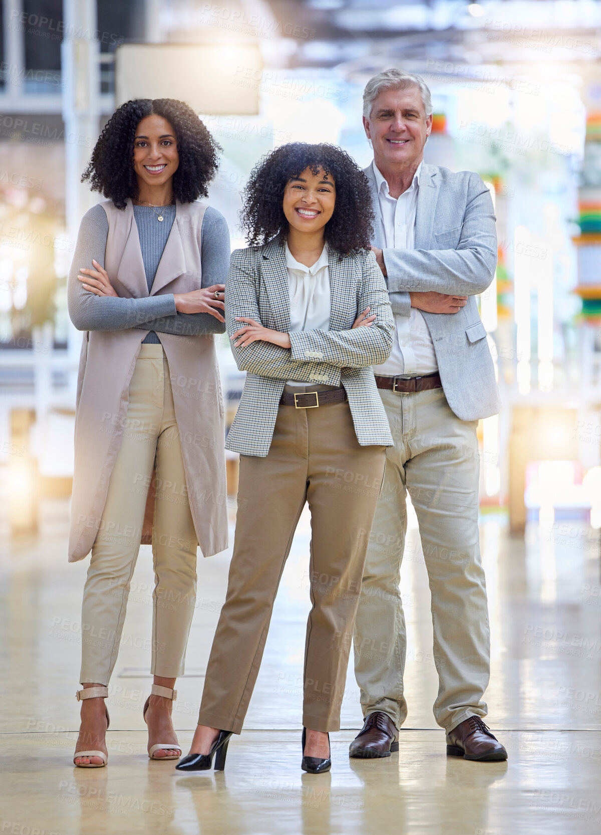 Buy stock photo Portrait, diversity and smile of teamwork with arms crossed in startup company, agency and business trust. Happy group, employees and motivation in office collaboration, management and pride about us