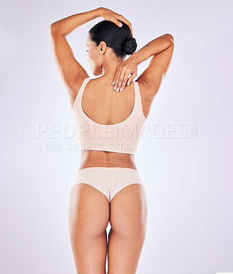 Butt in white panties. Stock Photo