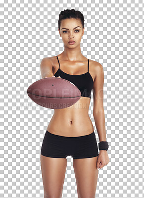 Sports, back and woman body with football for exercise fitness