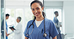 African American Women, face and doctor smile for healthcare, vision or career ambition and advice at the hospital. Portrait of happy and confident Japanese medical expert smiling, phd or medicare at the clinic