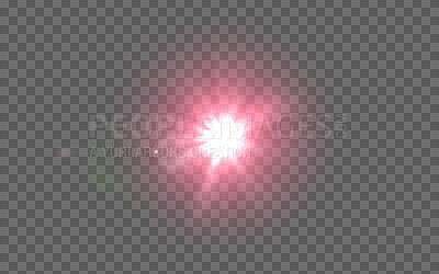Pink digital lens flare or beam isolated on png or transparent background, mockup space and ray of light with star. Spark, flash and abstract with sparkle, glow and shine, bright and flashing color