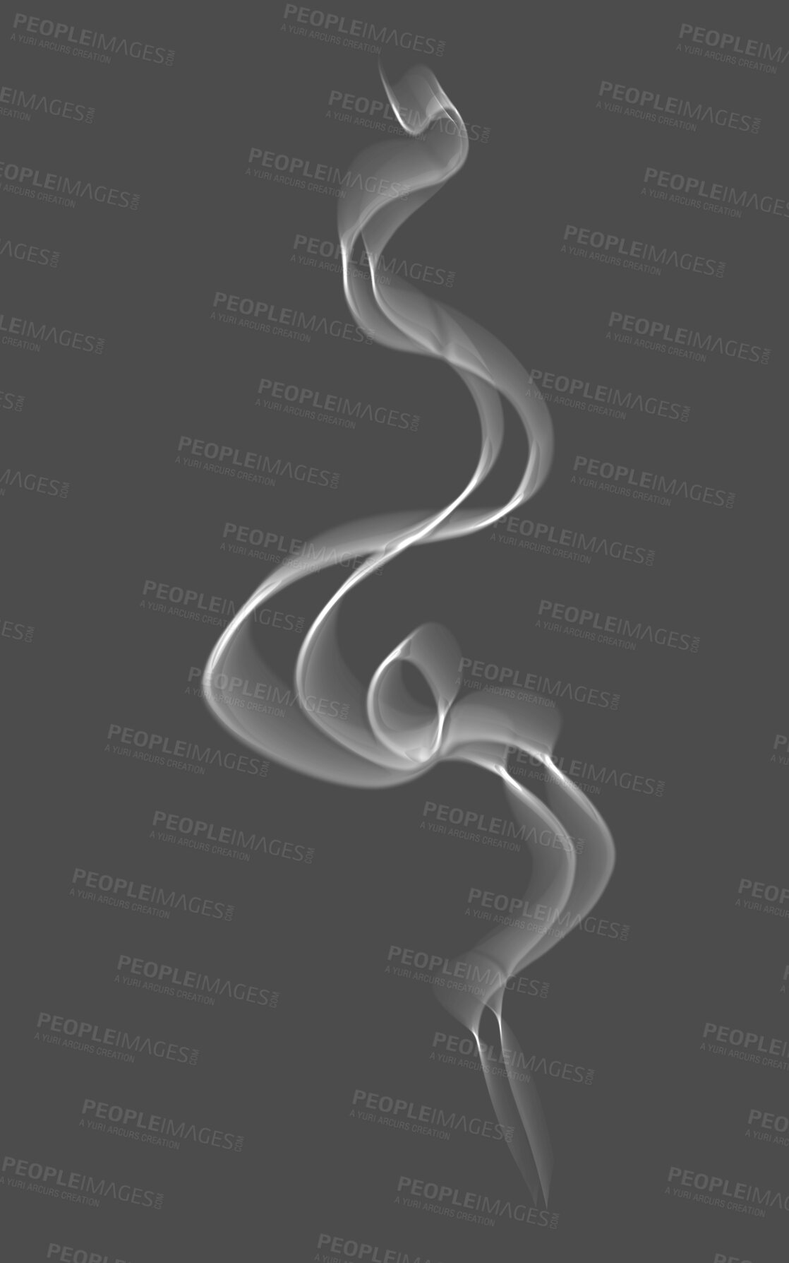 Buy stock photo Steam, curvy and smoke fumes in the air isolated on a transparent png background in a studio. Abstract, pattern and fog, pollution or incense vapor in a swirl, mist or pattern from tobacco or gas