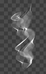 Steam, effect and smoke fumes in the air isolated on a transparent png background in a studio. Abstract, pattern and fog, pollution or incense vapor in a swirl, mist or pattern from tobacco or gas