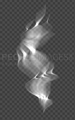 Buy stock photo Png background, steam and smoke with fog, curvy and fumes isolated on transparent with creativity and art. Design, abstract, white cloud and pattern with fog, pollution and vapor with gas in a swirl