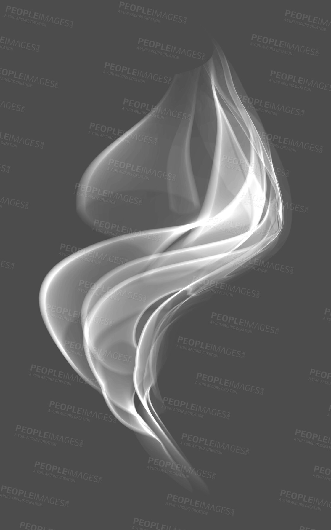 Buy stock photo White, smoke with mist or smog isolated on png or transparent background with design space and vapor. Abstract, steam texture and smoking with misty swirl or curve, fog and smokey plume with fumes