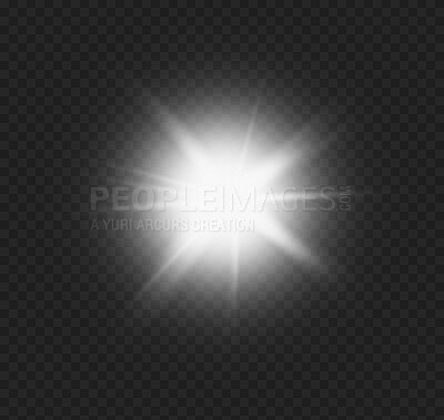 Flash, white light and lens flare transparent on a png background