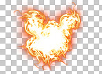 Fire, burn and flame for heat isolated in black and white background as a light element in mockup space. Ignite, orange and danger of hot, red and wild explosion energy or warm blaze due to fuel