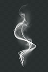 Cigarette smoke, steam and transparent png by dark background with swirl effect pattern. Pollution, fog and gas with textures in overlay for design, mockup and incense in air with vaping by backdrop