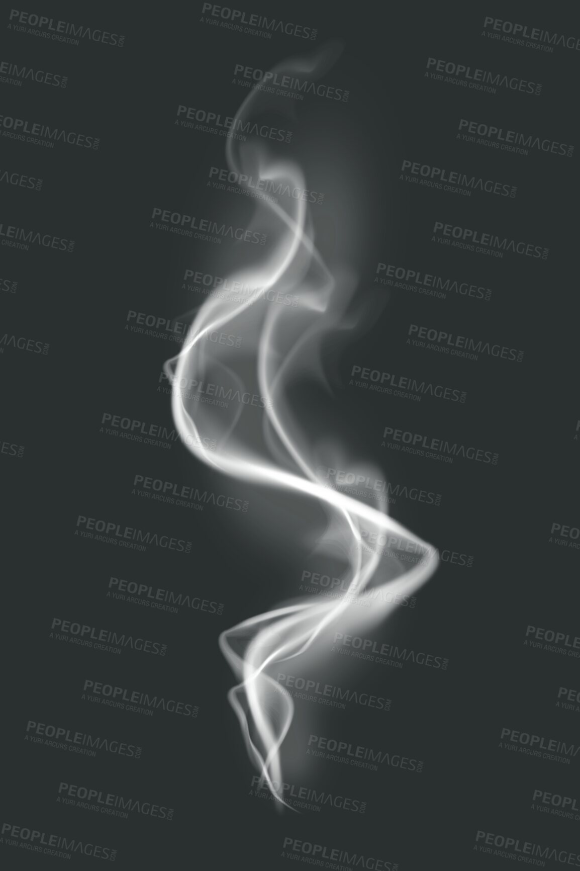 Buy stock photo Cigarette smoke, steam and transparent png by dark background with swirl effect pattern. Pollution, fog and gas with textures in overlay for design, mockup and incense in air with vaping by backdrop