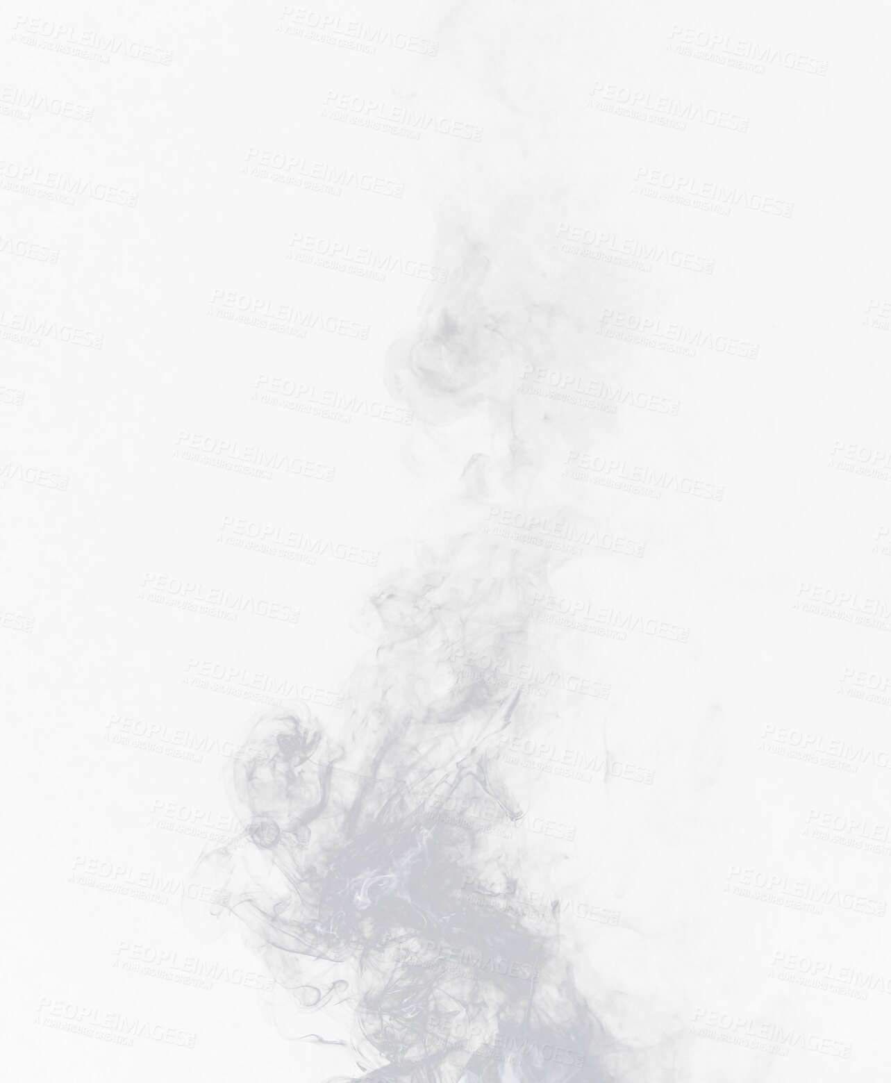 Buy stock photo Grey smoke, white backdrop and png background with no people and fog in air. Smoking, smog swirl and isolated with smoker art from cigarette or pollution with graphic space for incense creativity