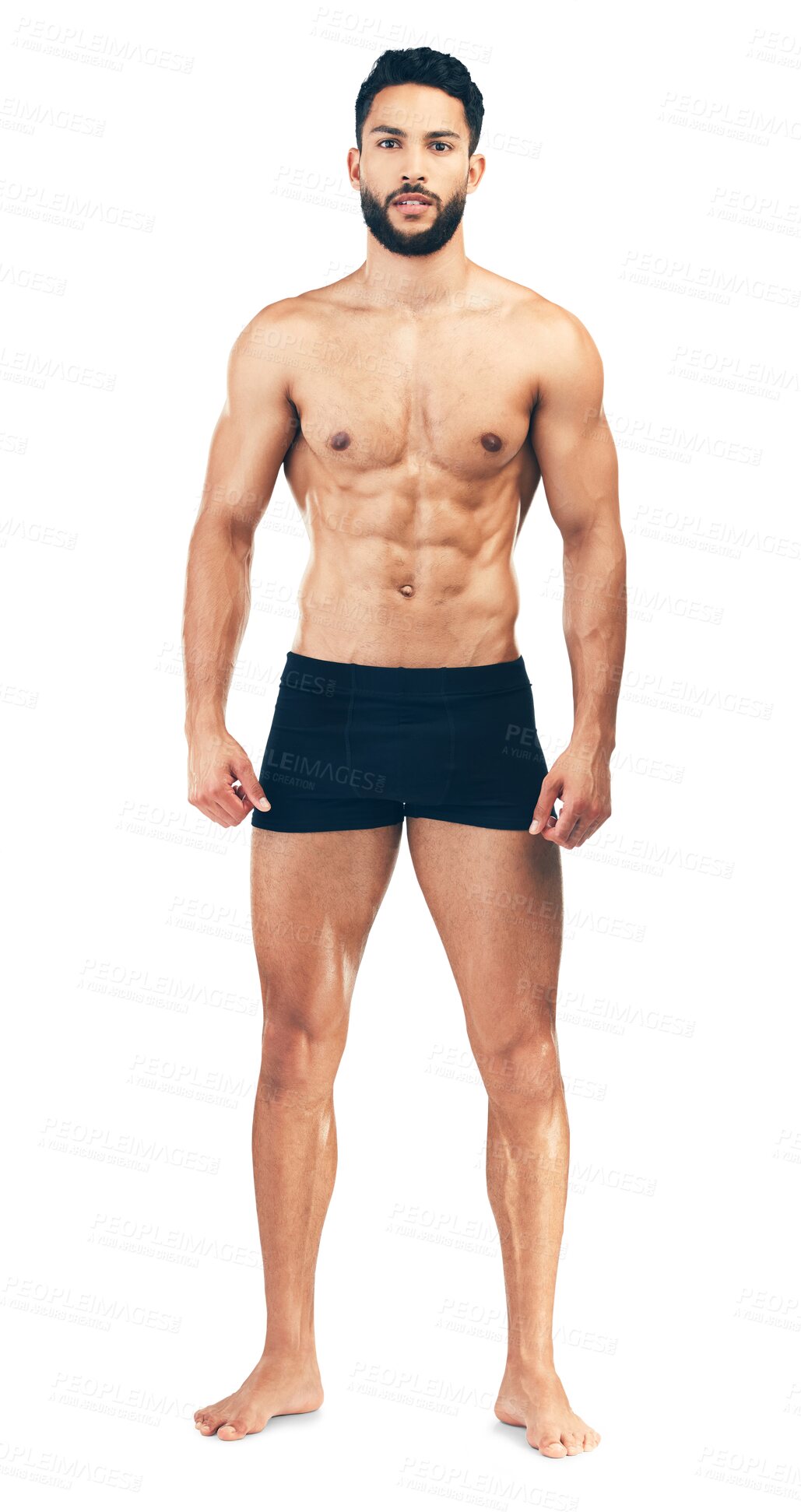 Buy stock photo Portrait, underwear or man for full body fitness or wellness after workout isolated on transparent png background. Muscular male model, six pack abs or athlete with muscles after exercise or training