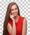 Beauty, makeup and portrait of a woman with a cosmetic, natural and face routine. Happy, smile and young female model from Brazil with a skin treatment on an isolated and transparent png background