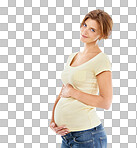 Pregnant, woman and bare with health, wellness and nurture with lady on an  isolated, transparent png background. Female, pregnancy and mother with  care, growth and healthy maternity with relax body