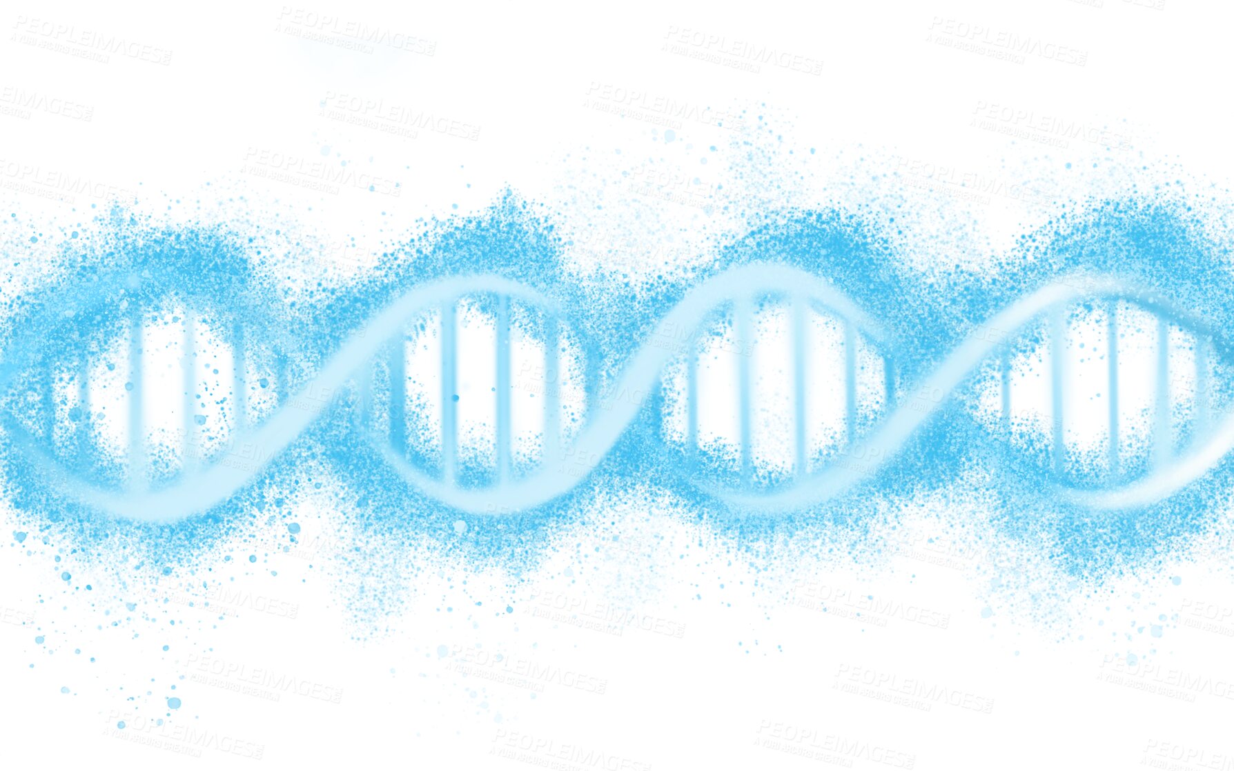 Buy stock photo DNA structure, genetic code and science with neon blue isolated on png or transparent background. Evolution, helix and molecular with genome cell, RNA with gene and link with scientific and abstract