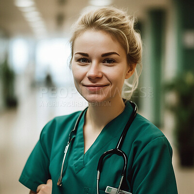 Professional nurse, doctor or hospital physician, with a natural portrait style. Woman or female with arms crossed for healthcare, medical wellness and a happy, confident and proud real smile