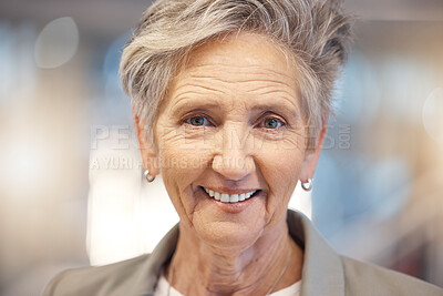 Buy stock photo Face portrait, smile and business woman in office with pride for career, job or occupation. Ceo, senior boss and happy, proud and confident female entrepreneur, person or professional from Canada.