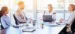 Business people, meeting and collaboration in conference planning, strategy or brainstorming ideas at office. Group of employee workers in team discussion, communication or project plan at workplace
