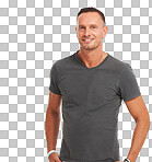 A Senior man, portrait and happy and mockup space in Australia. Happy face, handsome and confident guy, male model and relax with happiness, healthy body or mock up backdrop isolated on a png background