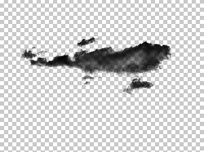 Buy stock photo Black smoke, cloud or fog on transparent background of smokey flare, realistic steam gas, mist explosion with a particle powder spray design element or texture isolated of png format image