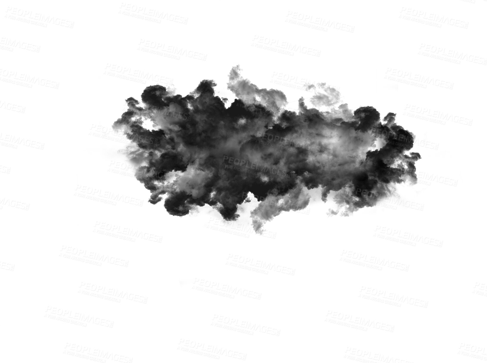 Buy stock photo Black smoke, cloud or vapor on transparent background of smokey flare, realistic steam gas, mist explosion with a particle powder spray, fog element or texture isolated of png format image