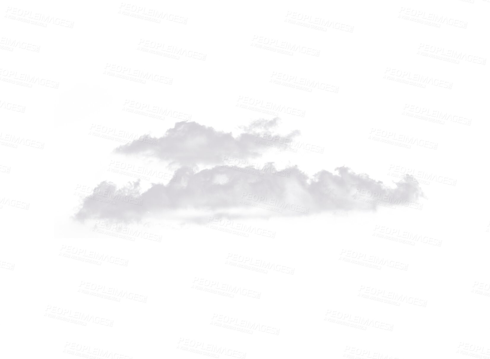 Buy stock photo Grey smoke cloud, fog or smokey flare and realistic steam or gas, mist explosion with a powder spray and a design element texture isolated on a transparent and png background