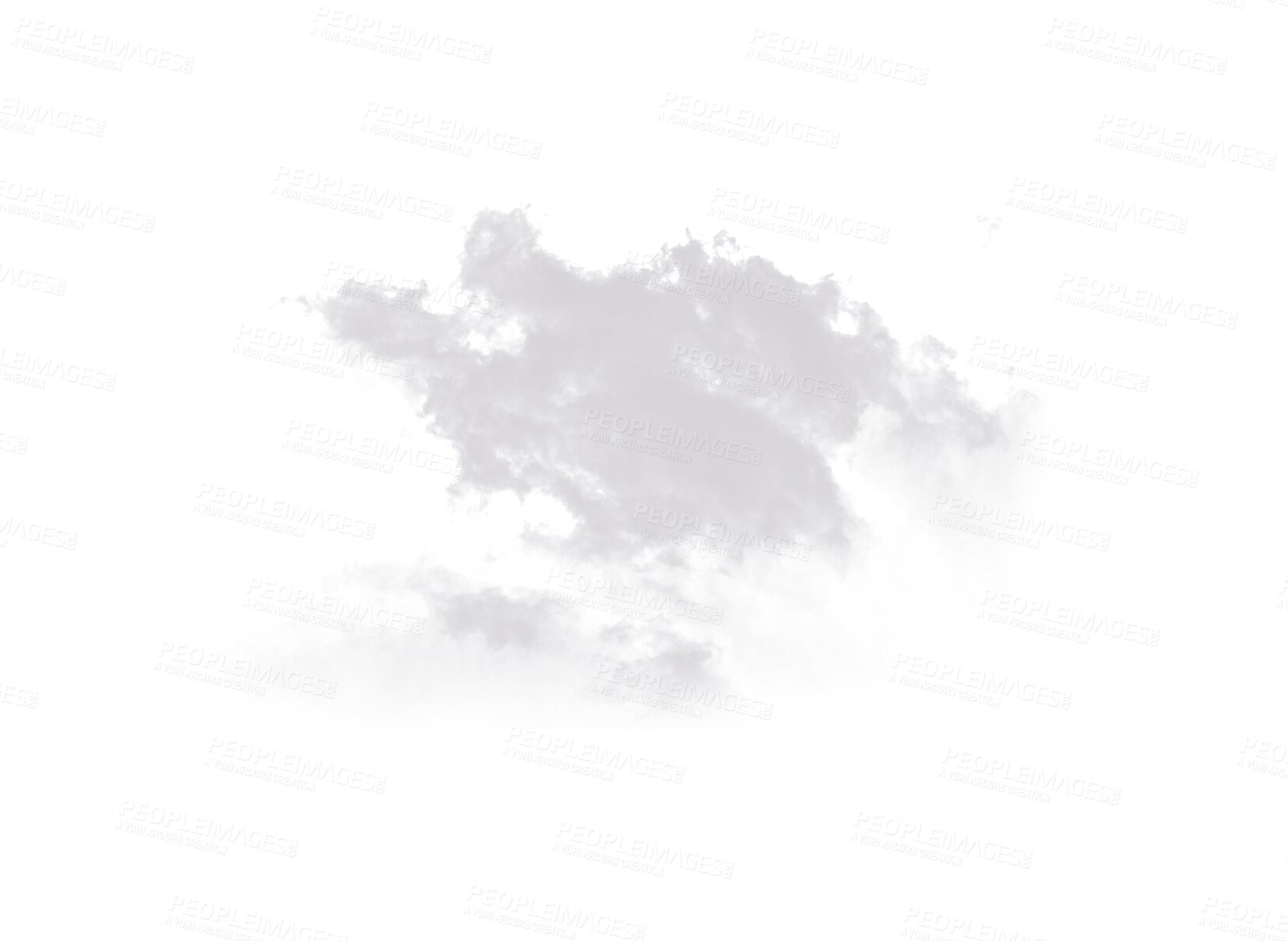 Buy stock photo Grey art, abstract or cloud particles with messy misty effects isolated on transparent png background. Smoke graphic, vapor and dust pattern textures of clouds, creative elements and foggy smog steam