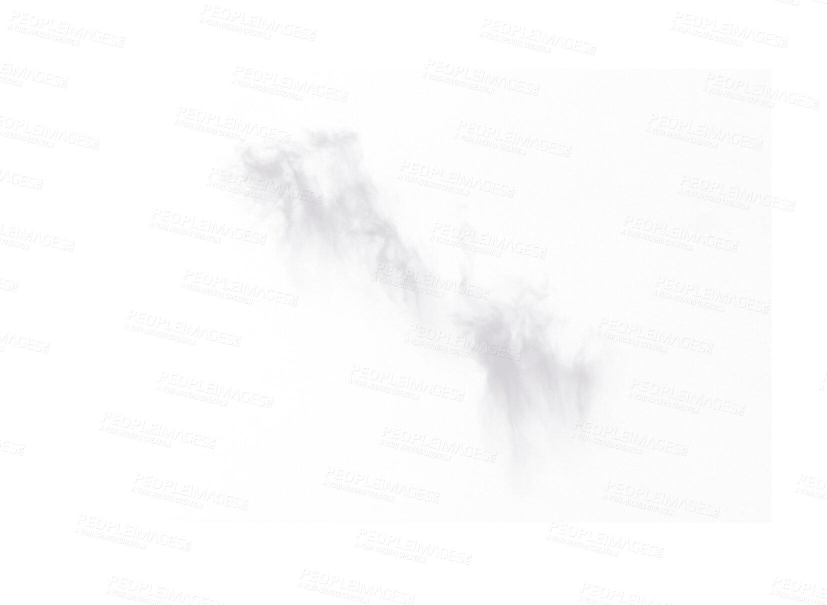 Buy stock photo Grey smoke cloud, fog or smokey flare and realistic steam or gas, mist explosion with a powder spray. Design element texture of gray clouds isolated on a transparent png format background