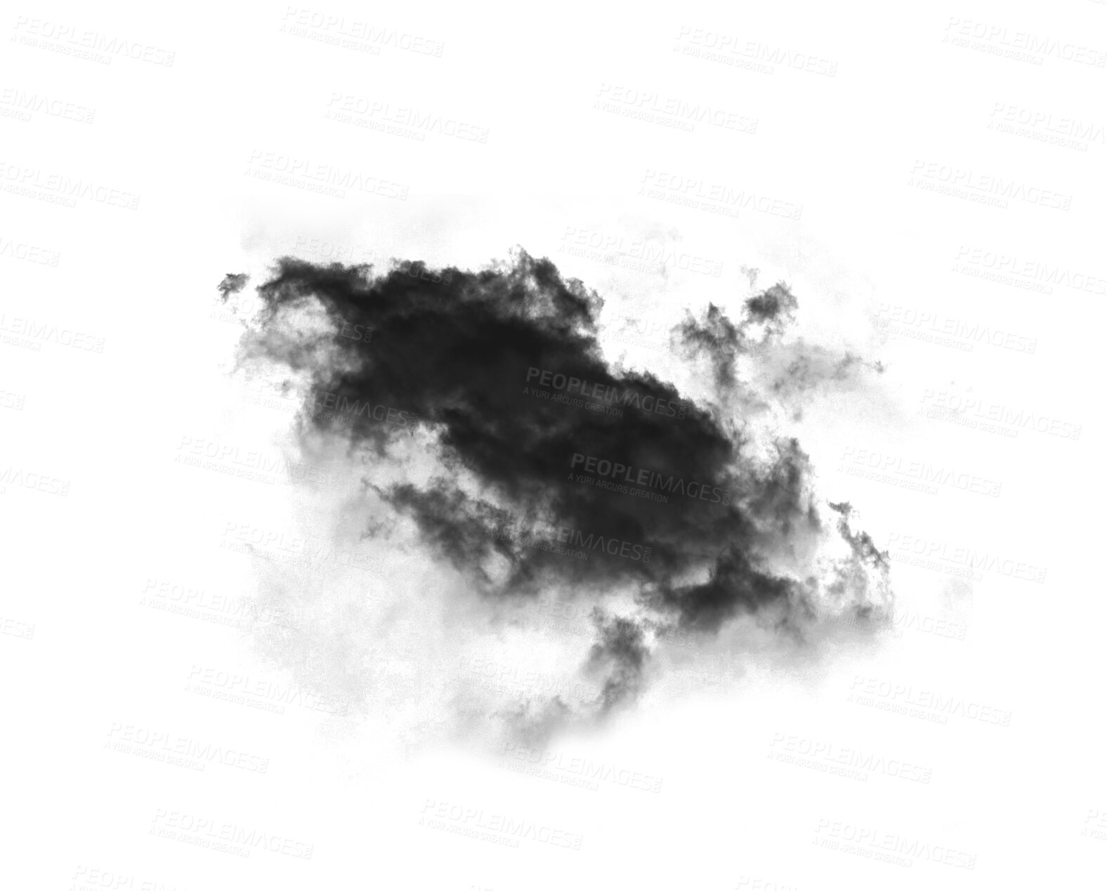 Buy stock photo Black smoke cloud, steam and transparent png for gas, fog or explosion in mist pattern. Abstract, dark dust clouds or isolated pollution on cutout background in texture, graphic or environment