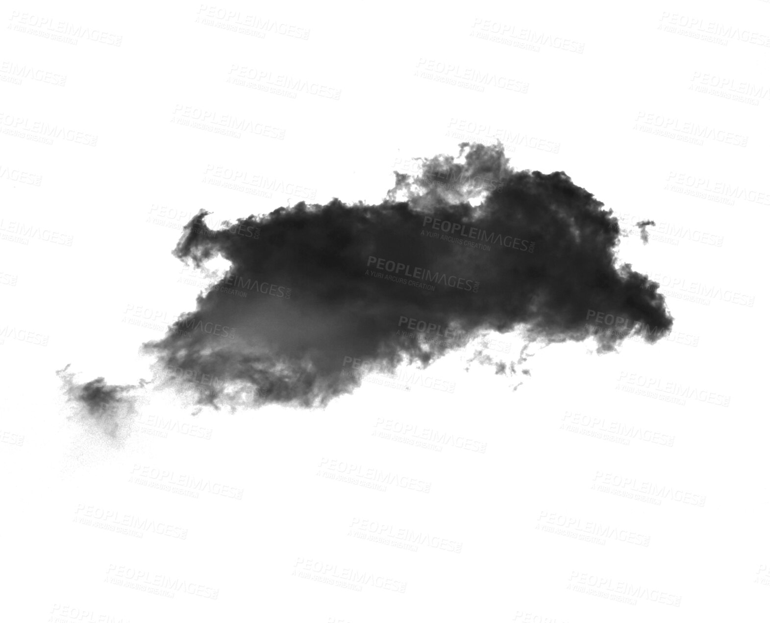 Buy stock photo Black smudge, fog or smokey pattern and graphic of steam or gas, mist or explosion. Powder spray, abstract cloud and a design element texture isolated on transparent and png background.