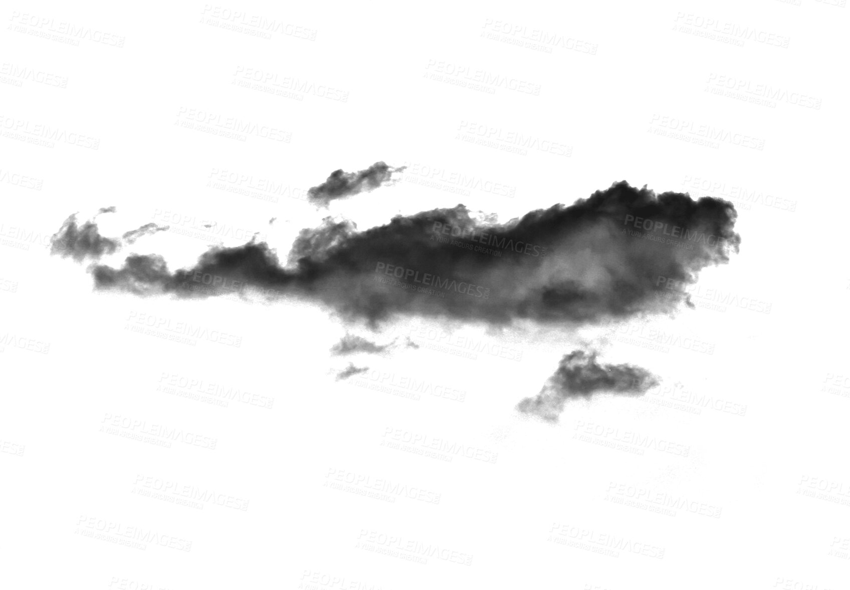 Buy stock photo Black smoke, fog or clouds with flare and graphic of steam or gas, mist or explosion. Powder spray, abstract pattern and a dark design texture isolated on transparent and png background.