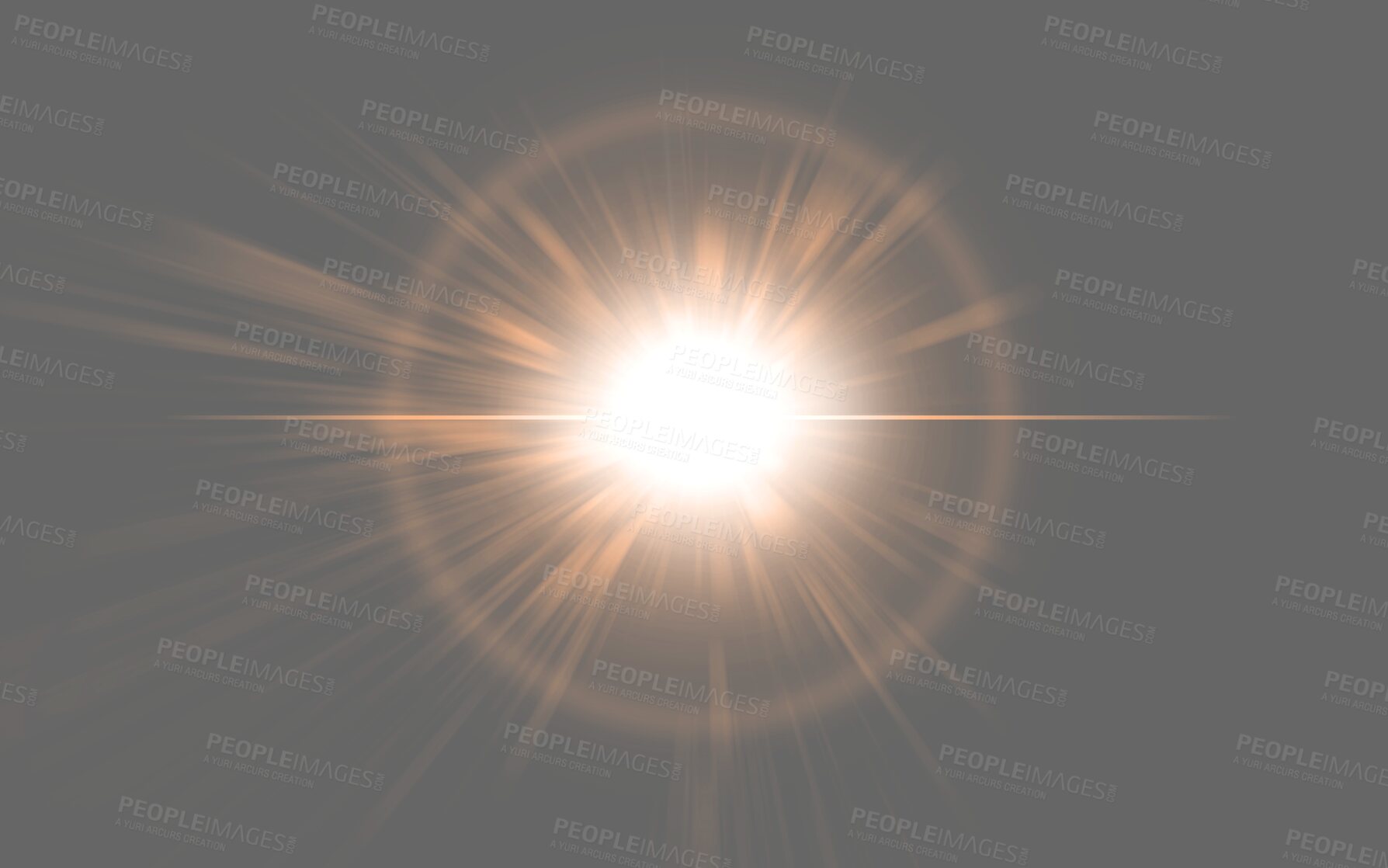 Buy stock photo PNG background, lens flare and sun with design, texture and star on a transparent to simulate an explosion of energy. Digital, light and sparkle illustration with graphic glow and creativity