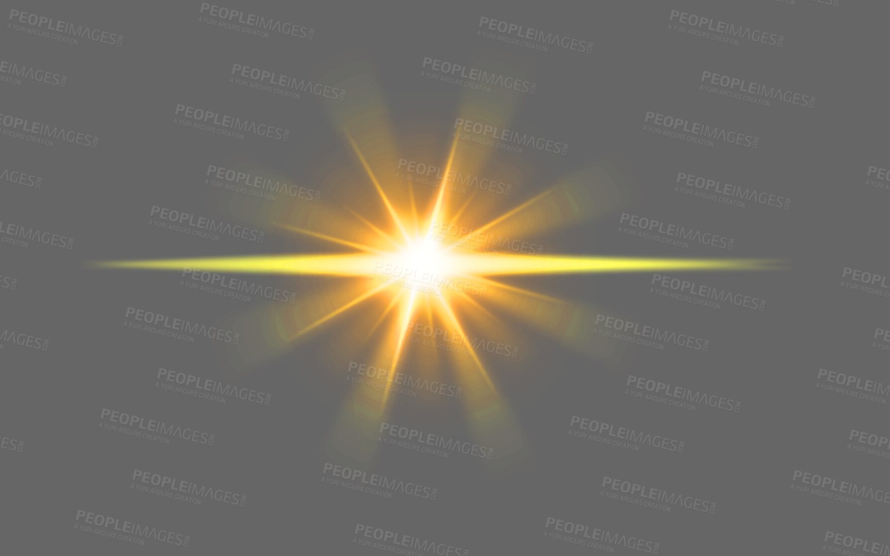 Buy stock photo PNG, lens flare and star on a transparent background to simulate the sun, an explosion or light. Digital, special effects and cgi with a spotlight or sparkle illustration for graphic design