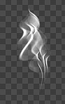 Smoke, vapor and fog isolated on png or transparent background with space for computer generated graphic design. Abstract, steam and smoking with grey mist or a smokey plume for illustration