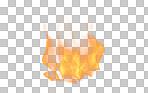 PNG, fire and heat isolated on a transparent background for an illustration of a hot, burning glow of flame. Abstract, creative and flames icon for digital enhancement, special effects or cgi