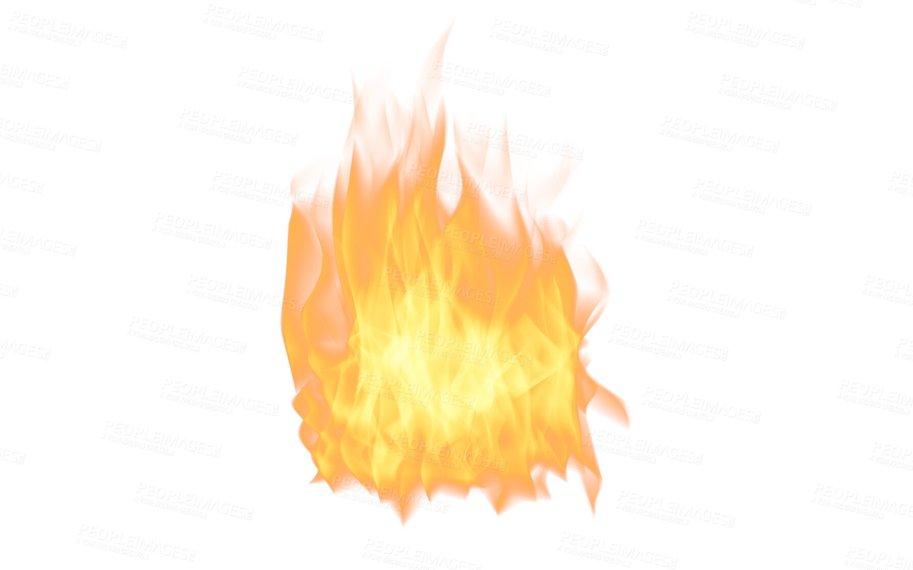 Buy stock photo Fire, flame and png with explosion isolated on a background for heat, warmth or burning. Combustion, orange and fireball with an illustration of a torch on transparent space as an element