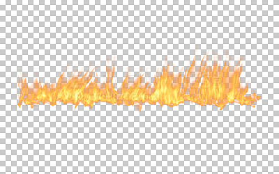 Buy stock photo Flame, fire and heat on transparent png background inferno or orange energy. Illustration of danger, flammable and texture design and realistic wildfire graphic detail, glow and earth element