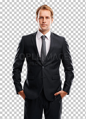 Buy stock photo Business man, serious and portrait isolated on transparent png background. Male entrepreneur, professional and corporate manager in businessman pride, confidence and power suit of employee and worker