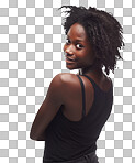 An enchanting woman with a gorgeous dark complexion radiates beauty and joy through her smile in her social media profile picture isolated on a png background.